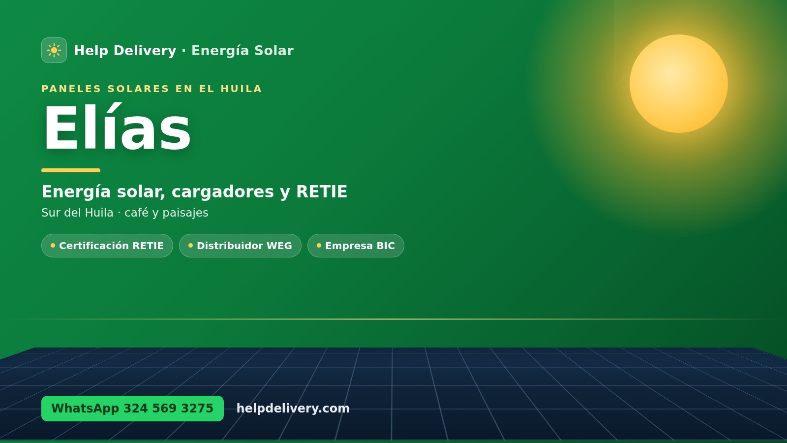 Paneles solares en Elías, Huila
