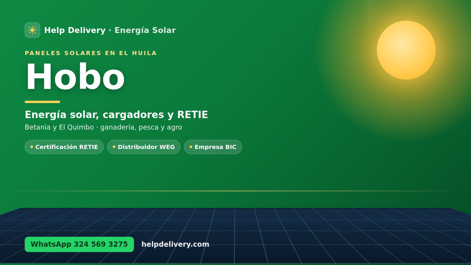 Paneles solares en Hobo, Huila