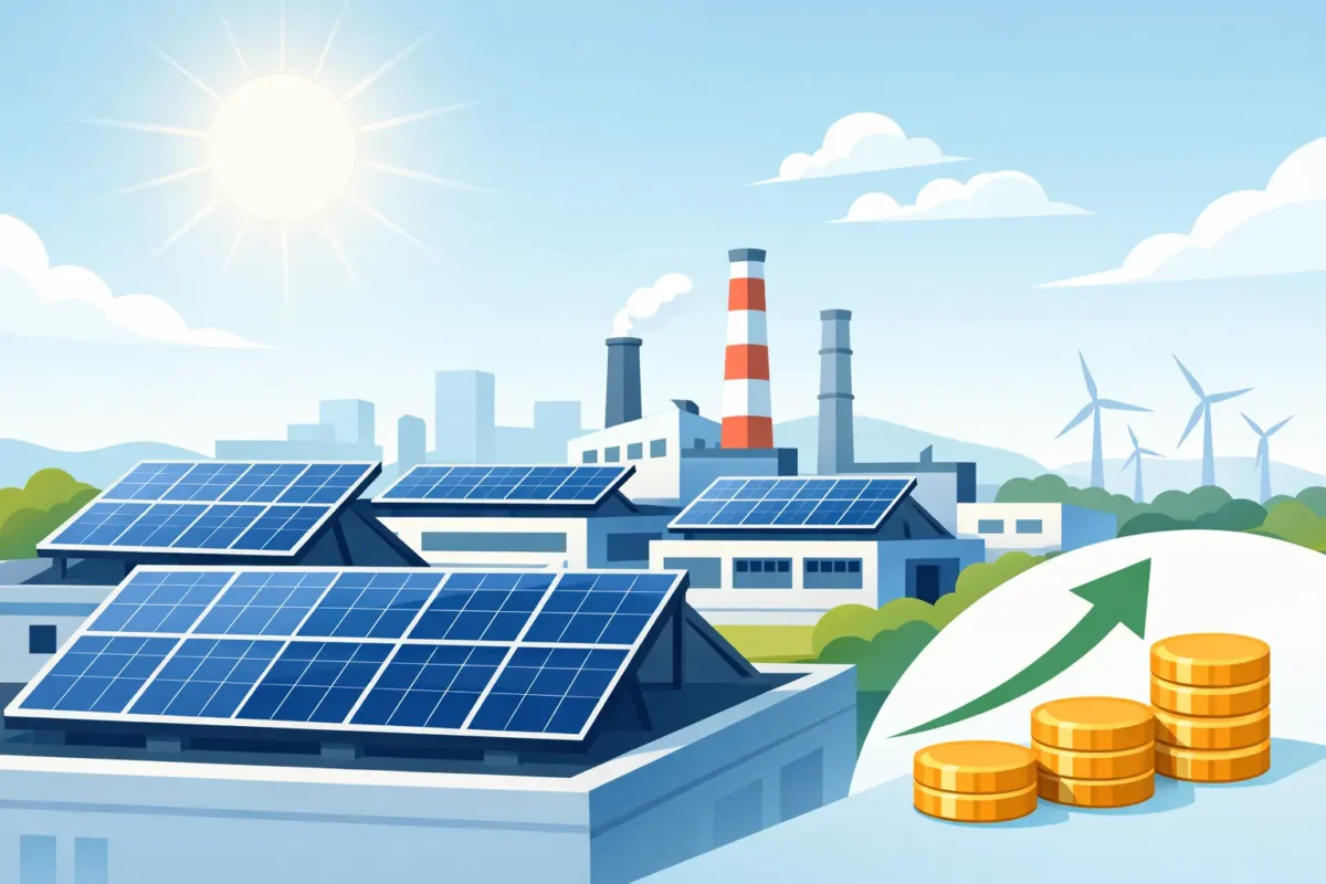 Paneles solares para fábricas y ahorro medible