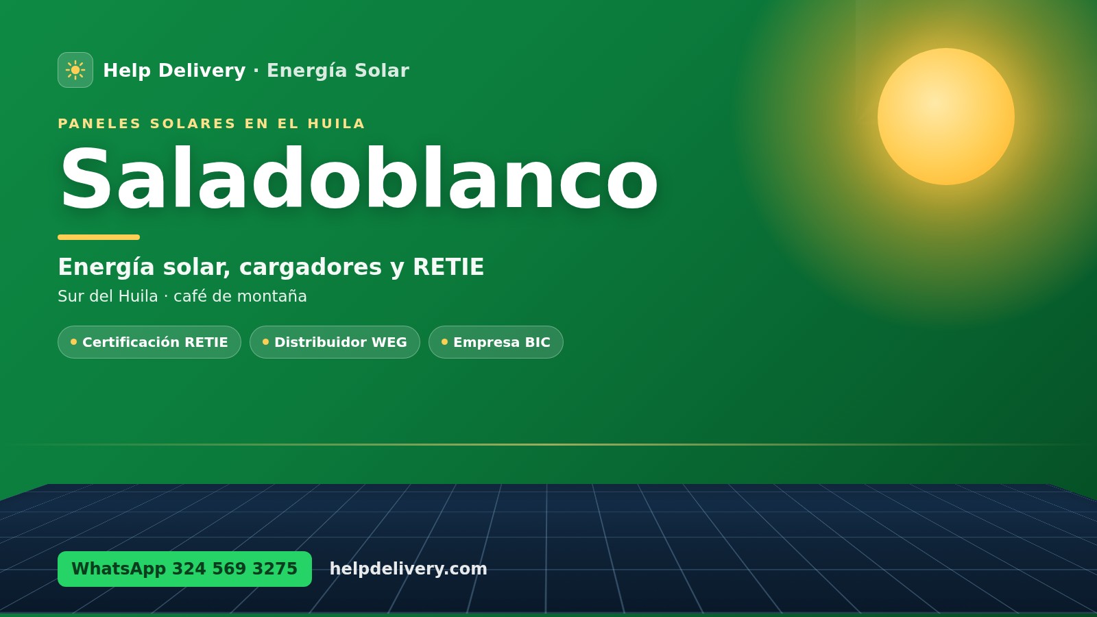 Paneles solares en Saladoblanco, Huila