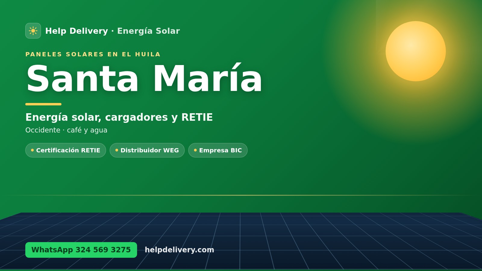 Paneles solares en Santa María, Huila