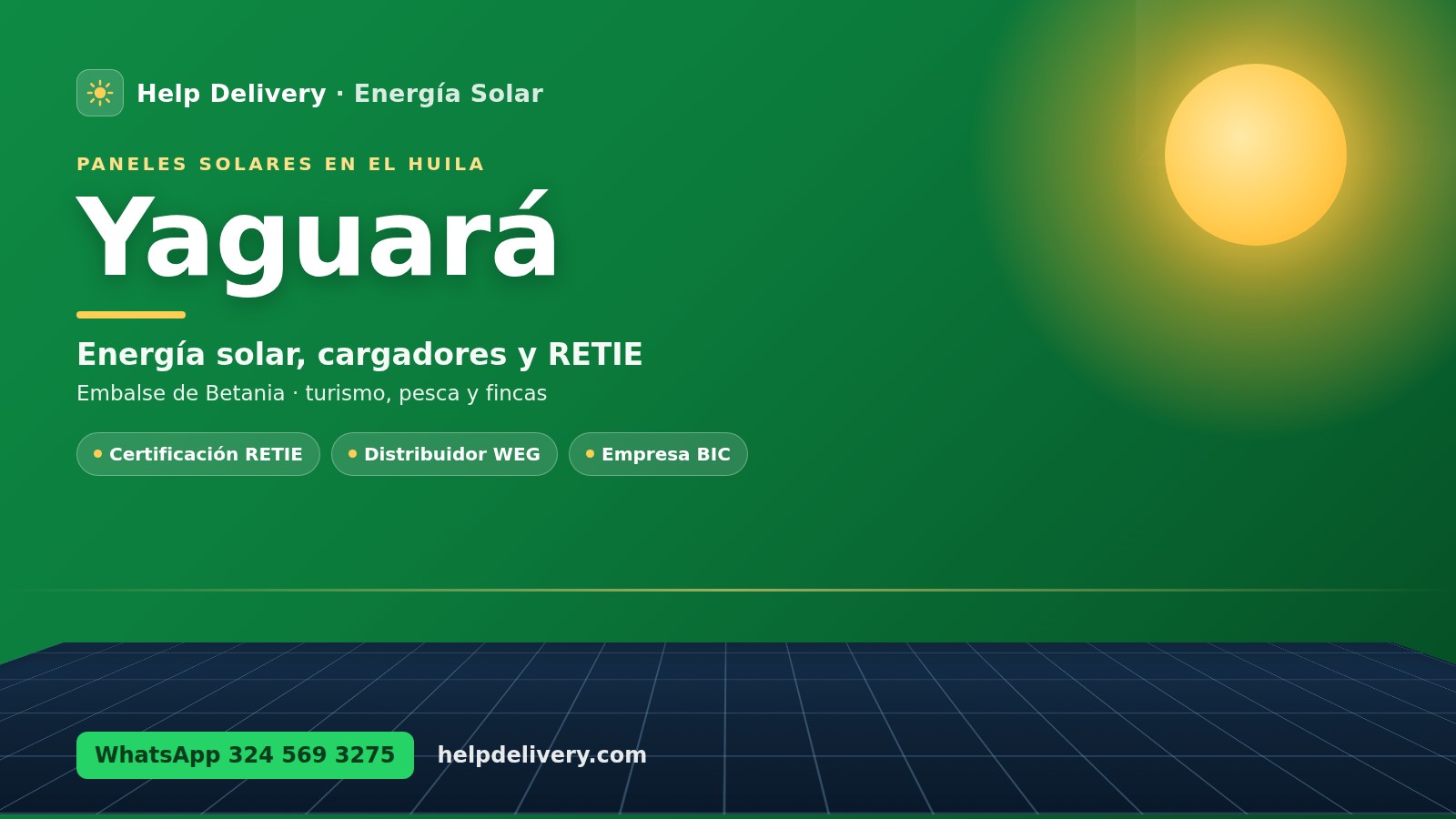 Paneles solares en Yaguará, Huila (Embalse de Betania)